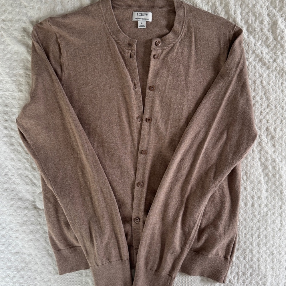 J. Crew Factory Tan Classic Cardigan Sweater